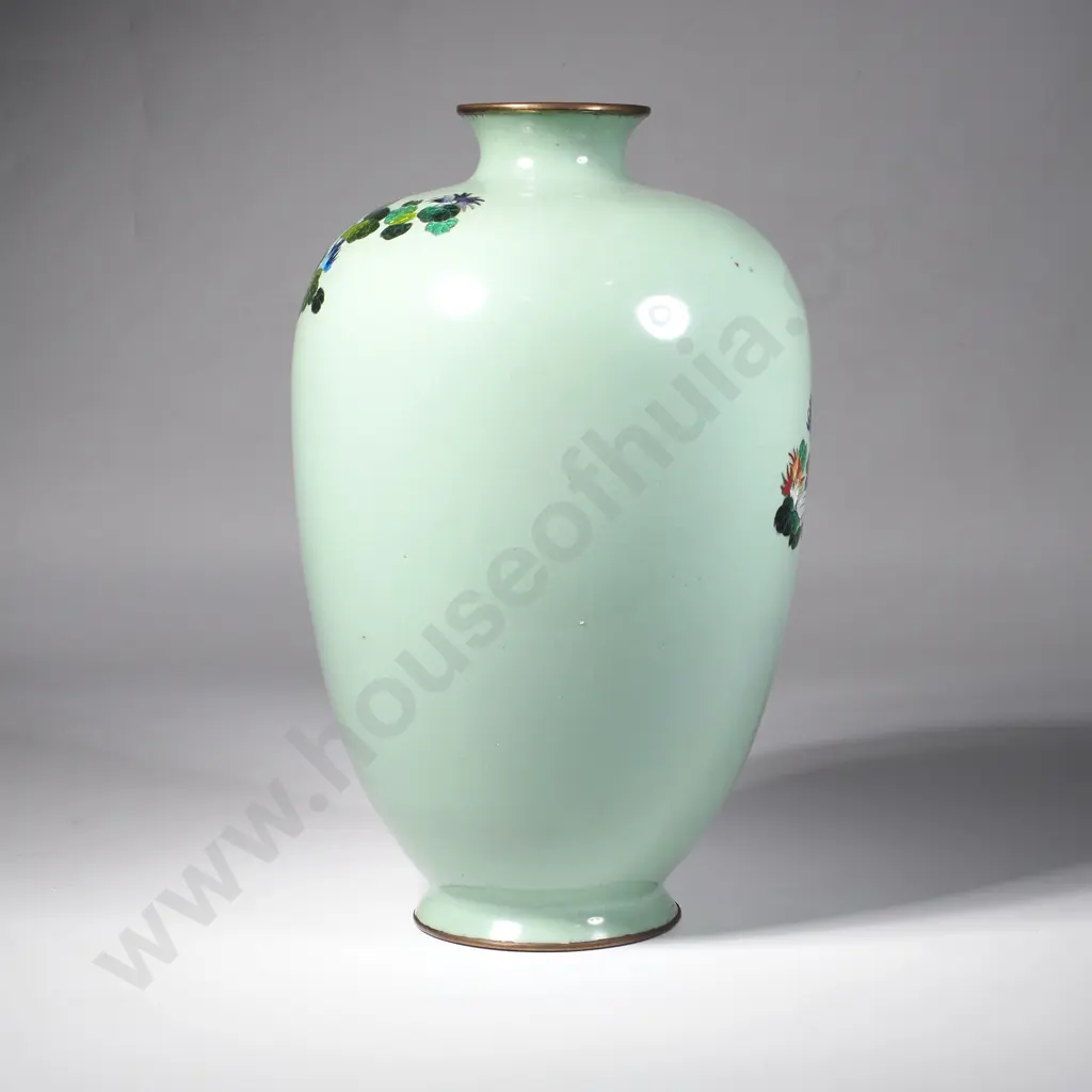 Antique Japanese Ginbari Cloisonne Vase - Featuring Koi Carp Image 1++