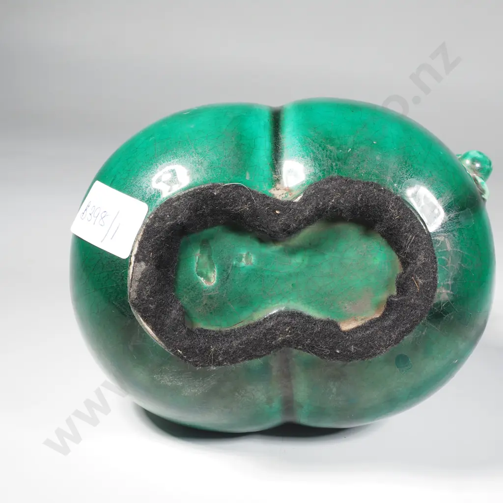 Chinese Double Neck Gourd Green Highly  Glazed Vase Image 1++