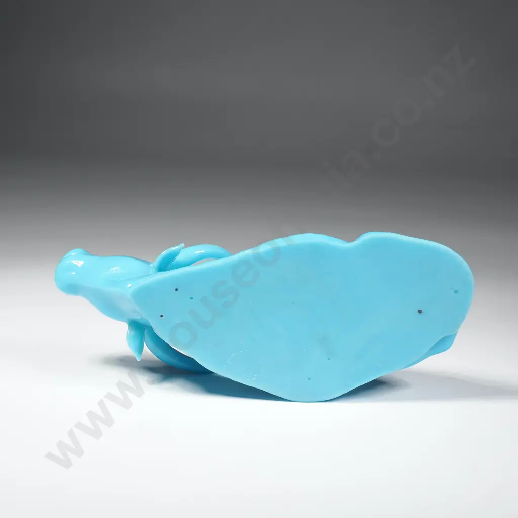 Chinese Blue Peking Glass Figure - Boy in Turtle shell on Oxen Image 1++