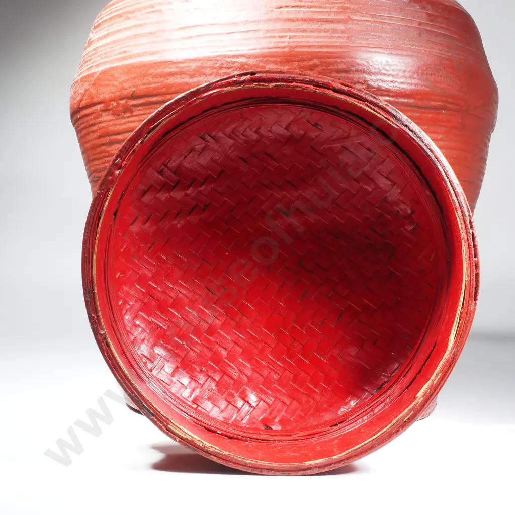 Traditional Lacquered Bamboo Coil Container Handcrafted by Spirally Coiling or Weaving Strips of Pliable Bamboo Image 1++