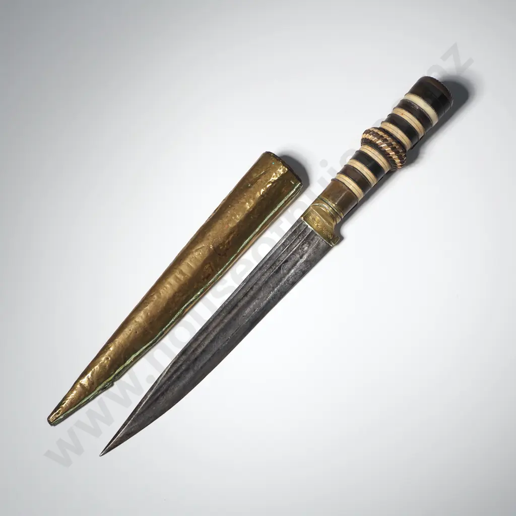 Antique Dagger in Brass Sheath Image 1++