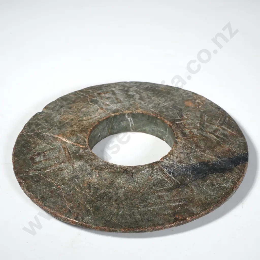 Chinese Jade Neolithic Style Chinese Bi Disc Ancient Motifs, Possibly Honghan Image 1++