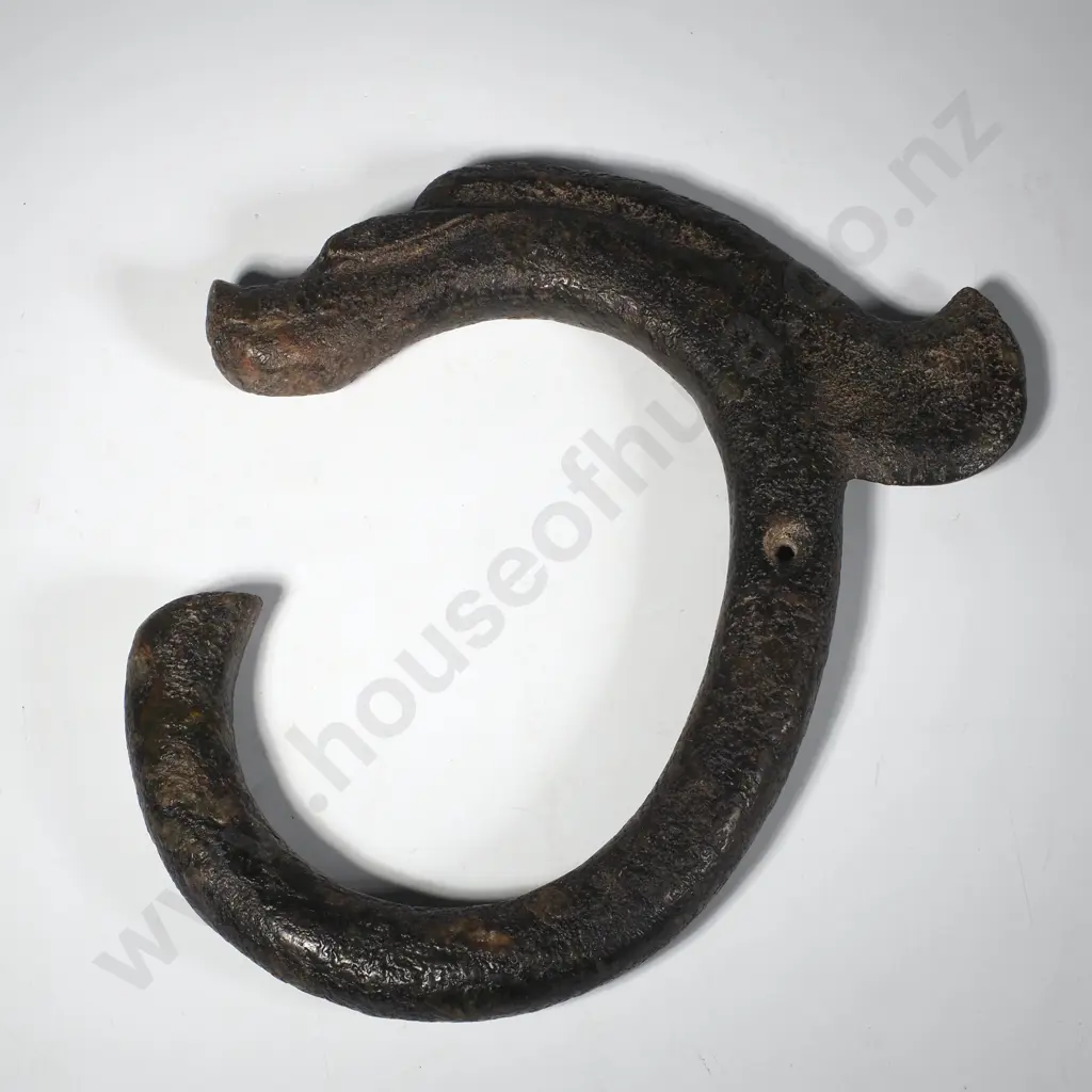 Neolithic Style Artifact ' Pig Dragon' w Curled Hook Shaped Body w Stylized Dragon Image 1++