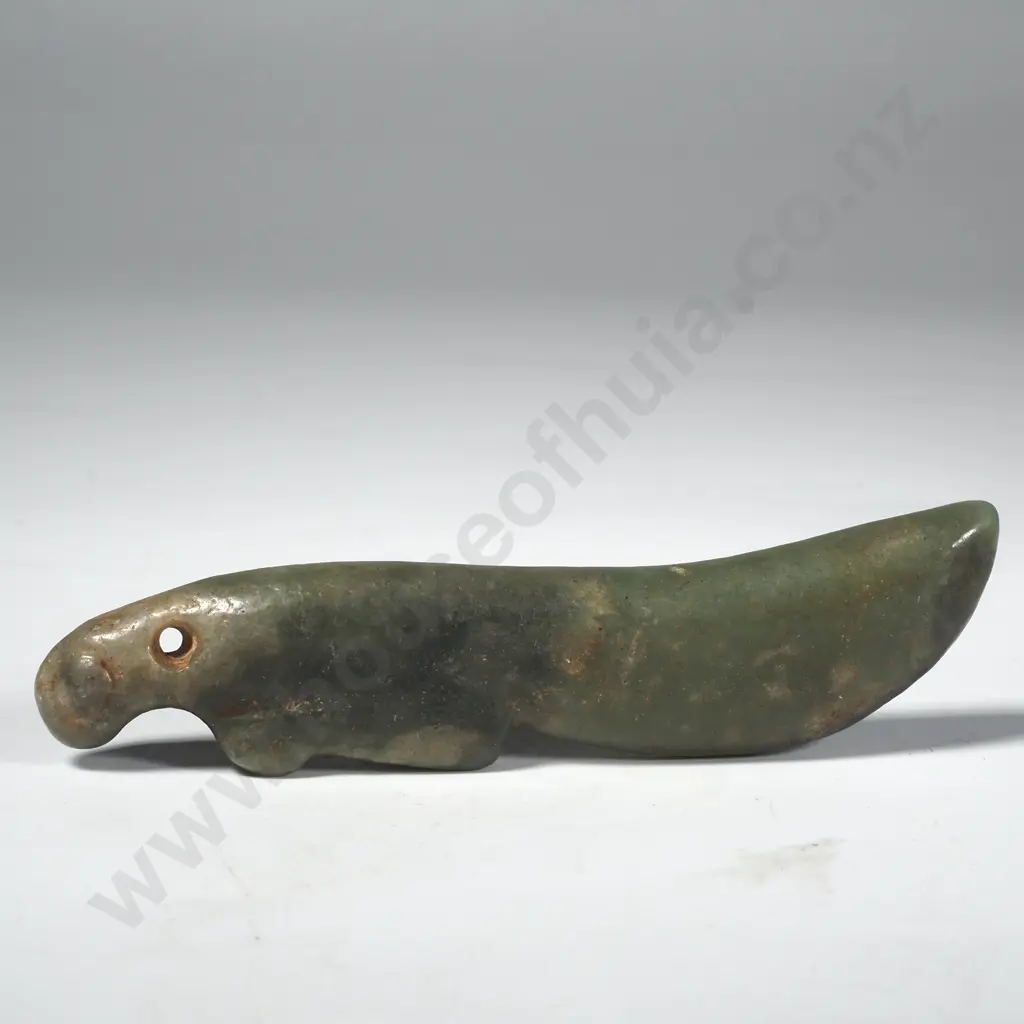 Unusual Jade Pendant  Carving in the Form of a Stylized Animal Figure or Mythical Beast Image 1++
