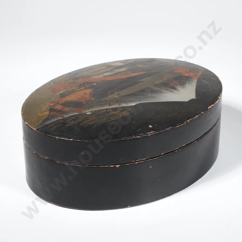Vintage Japanese Hand Painted Lacquer Box Image 1++