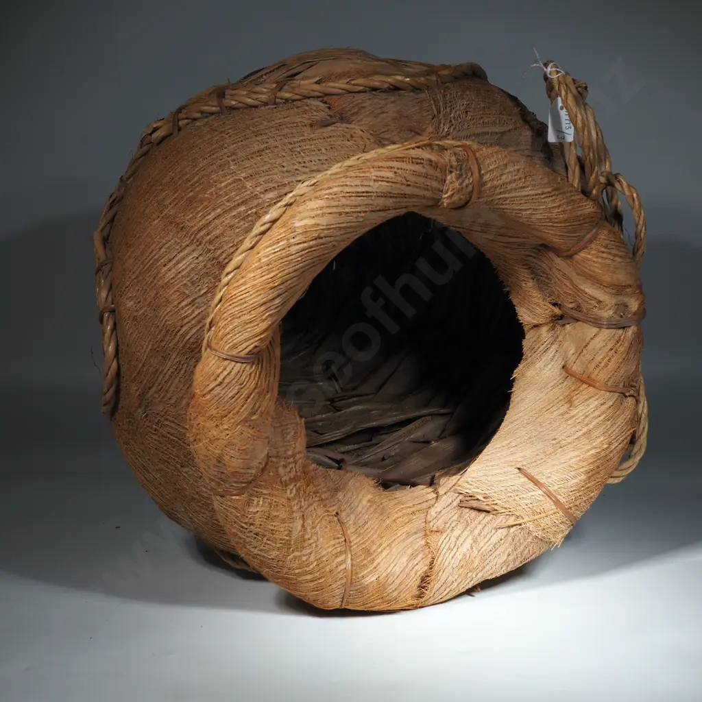 Vintage Handwoven Basket. Possibly Made From Coconut Leaves In A Natural Finish   Image 1++