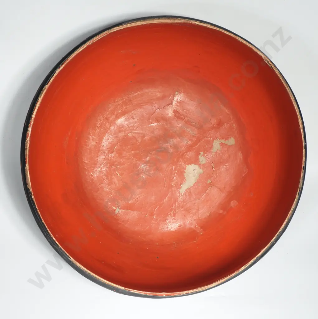 Antique Burmese Black & Red Lacquered Bamboo Offering Urn Image 1++