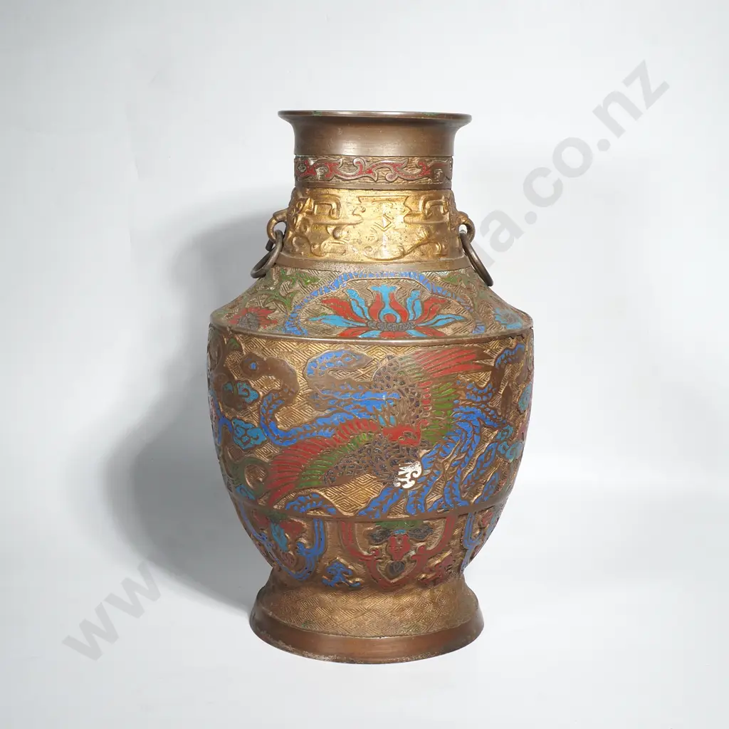 Antique Japanese Champleve Enamel Large Vase Image 1++
