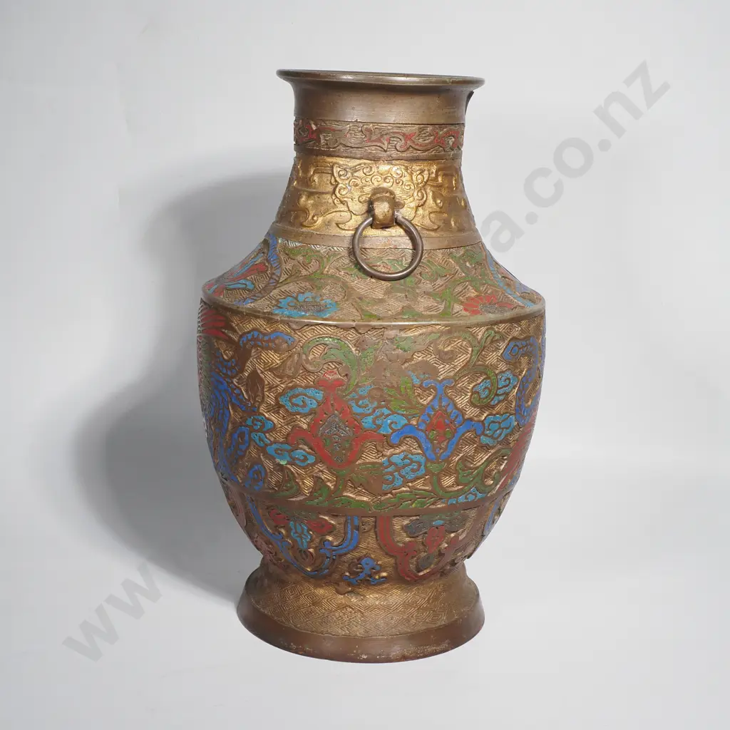 Antique Japanese Champleve Enamel Large Vase Image 1++