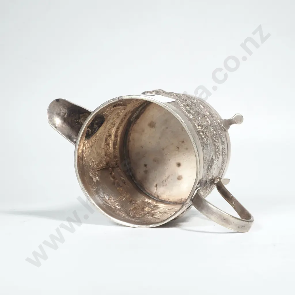 Indian 85% Silver Calcutta Creamer, Village Scenes Image 1++