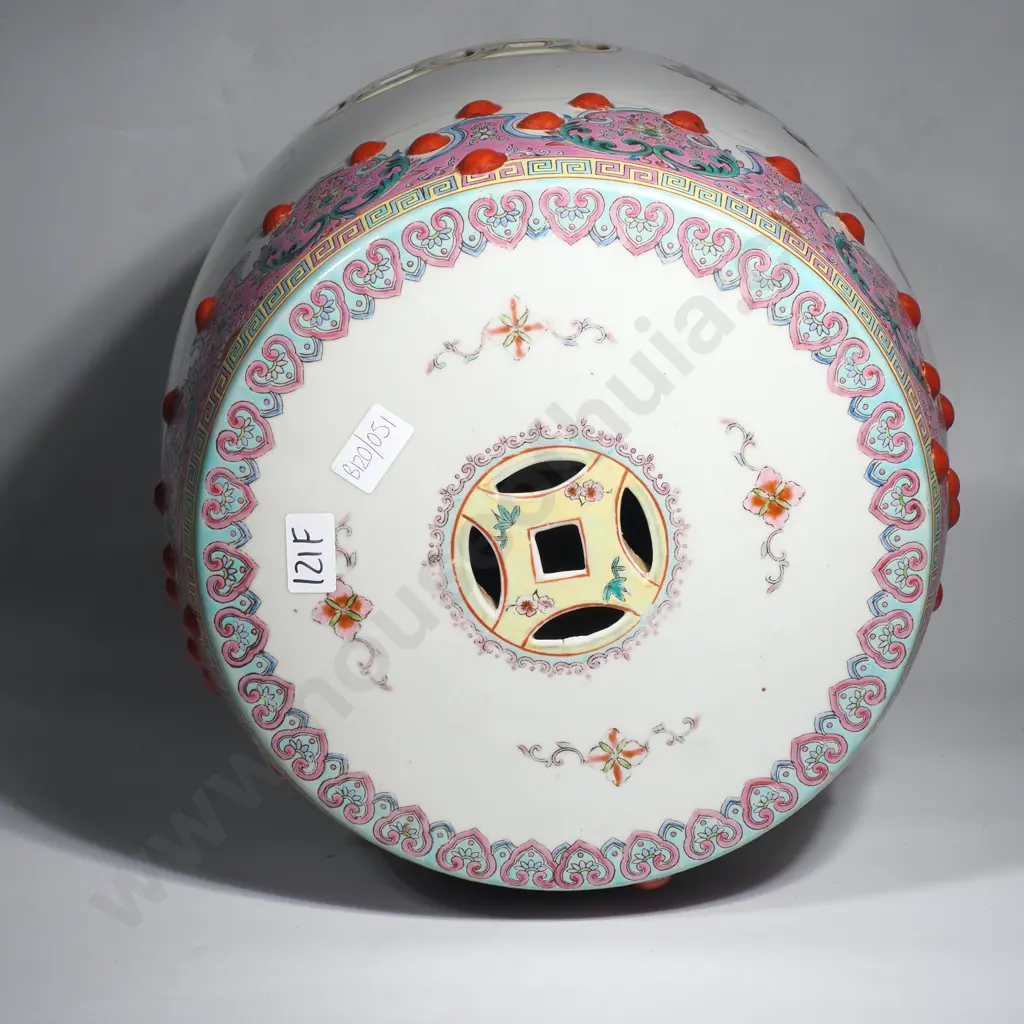Full Size Chinese Porcelain Famille Rose Decoration Seat Image 1++