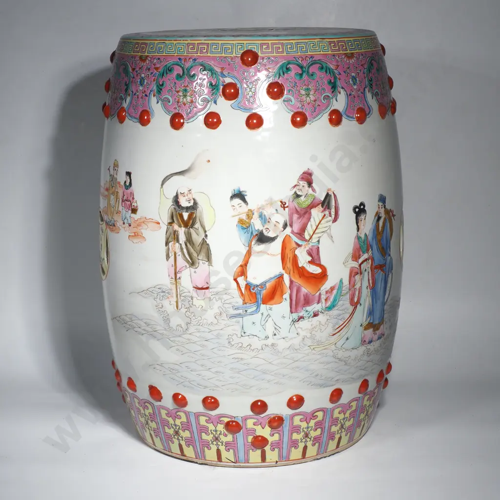 Full Size Chinese Porcelain Famille Rose Decoration Seat Image 1++