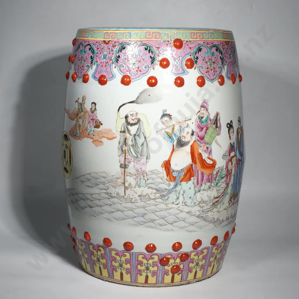 Full Size Chinese Porcelain Famille Rose Decoration Seat Image 1++