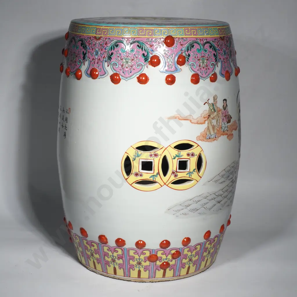 Full Size Chinese Porcelain Famille Rose Decoration Seat Image 1++