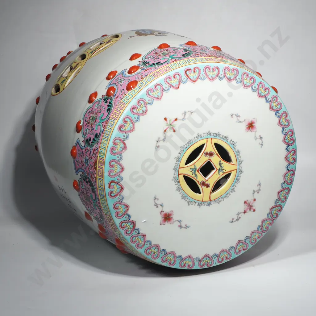 Full Size Chinese Porcelain Famille Rose Decoration Seat Image 1++