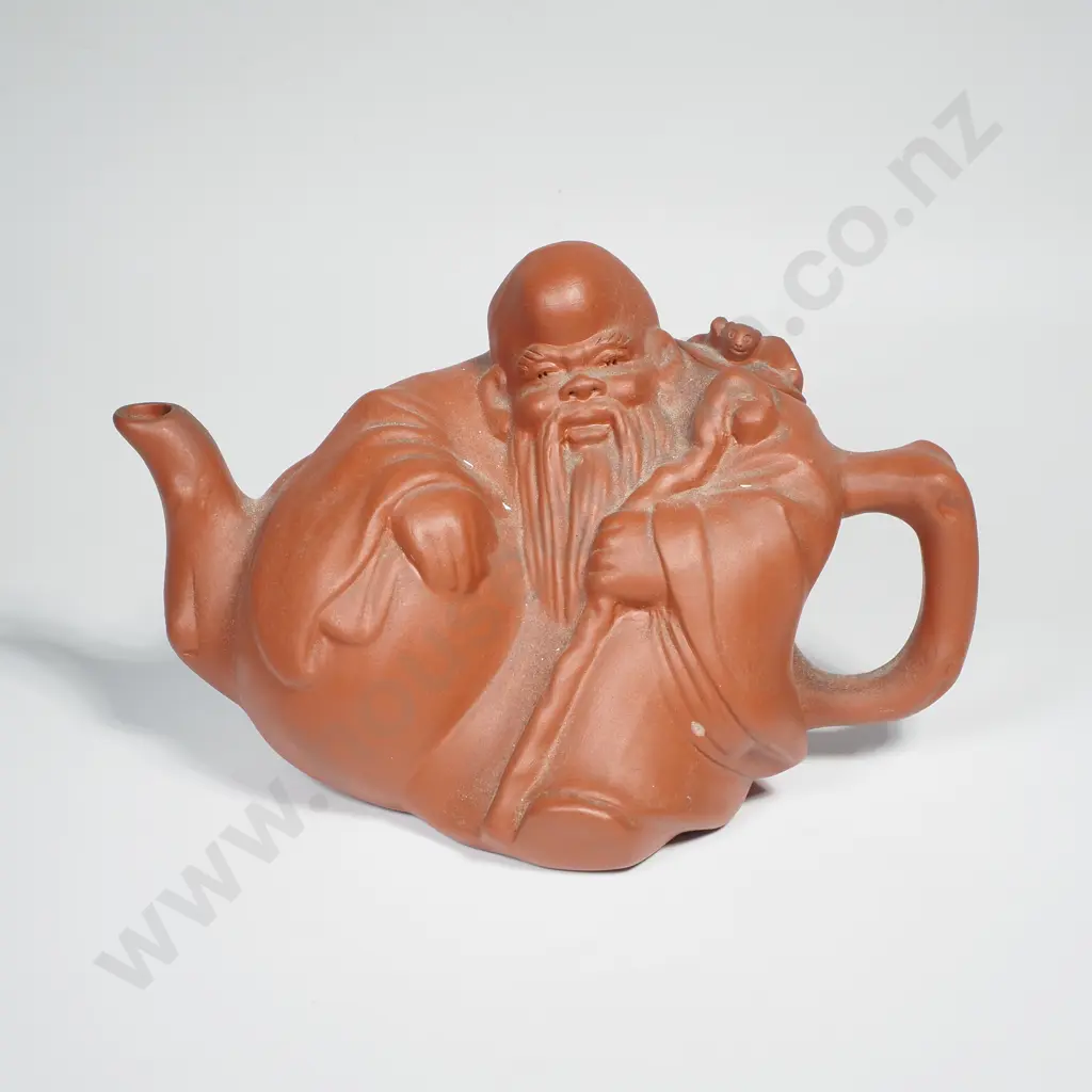 Vintage Chinese Yixing Clay Shouxing Form Teapot Image 1++