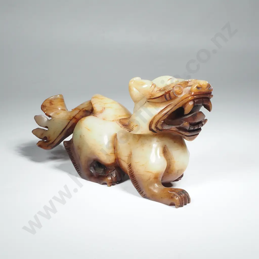 Chinese Jade Carving of a Bixie, A Chinese Mythological Figure L170 x H85mm Image 1++
