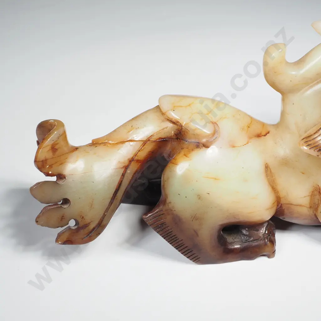 Chinese Jade Carving of a Bixie, A Chinese Mythological Figure L170 x H85mm Image 1++