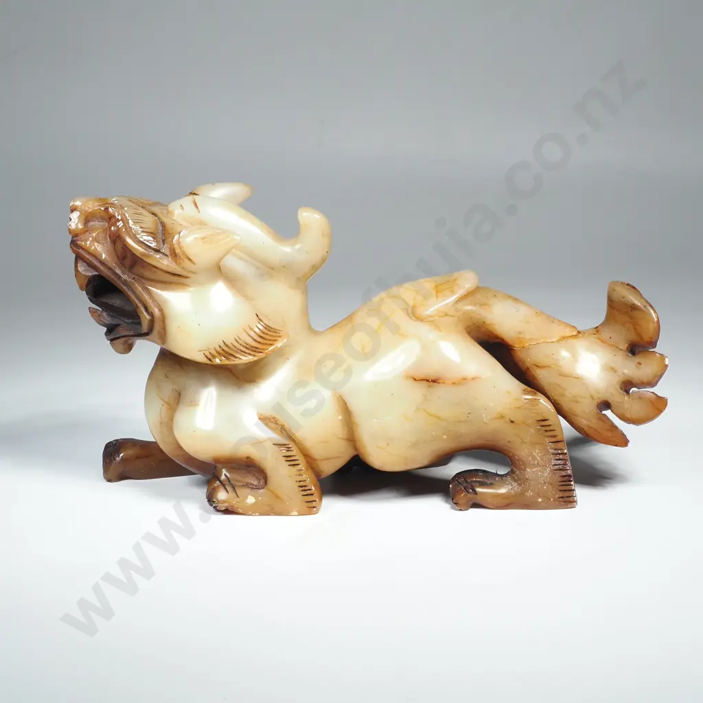 Chinese Jade Carving of a Bixie, A Chinese Mythological Figure L170 x H85mm Image 1++