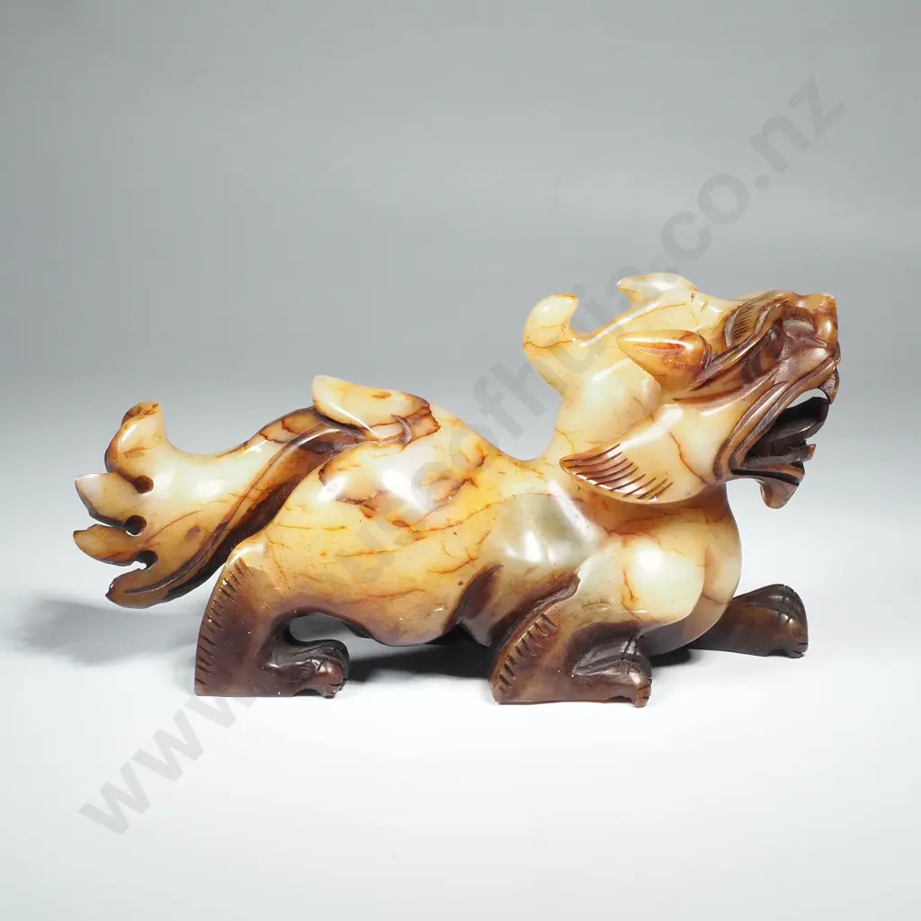Chinese Jade Carving of a Bixie, A Chinese Mythological Figure L170 x H85mm Image 1++