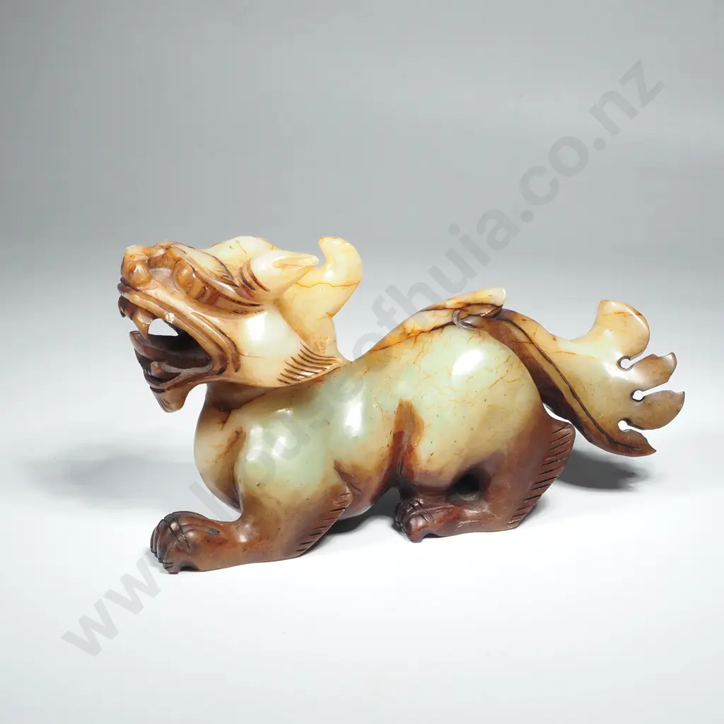 Chinese Jade Carving of a Bixie, A Chinese Mythological Figure L170 x H85mm Image 1++