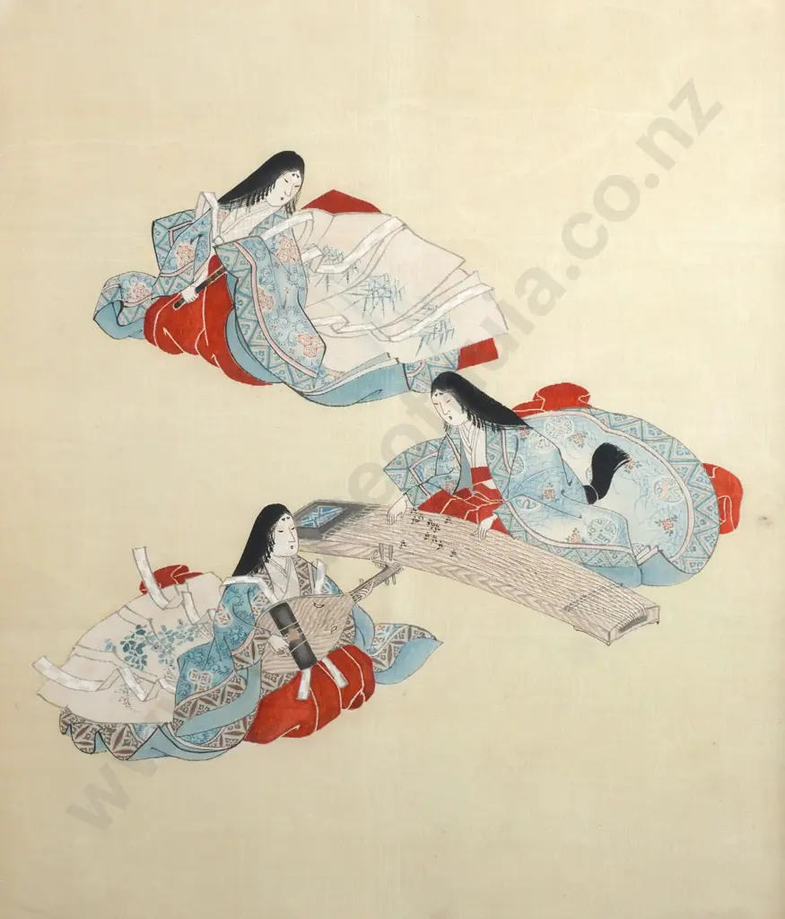Oriental Silk Framed Embroidery Depicting Woman's Pastimes & Customs. Image 1++