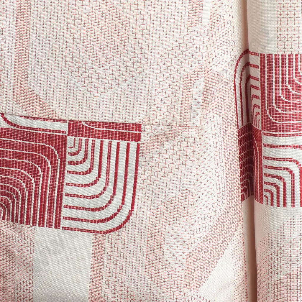 Pink  Kimono w a Hexagonal Geometric Pattern & Shibori Patterning accented w Crimson Wave Like Patterning Image 1++