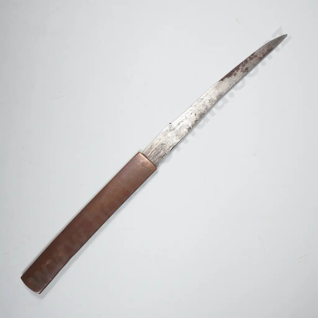 Antique Japanese Kogatana Copper & Gold Handles & Relief Carved Detail, Carried in the Slot on the Scabbard Image 1++