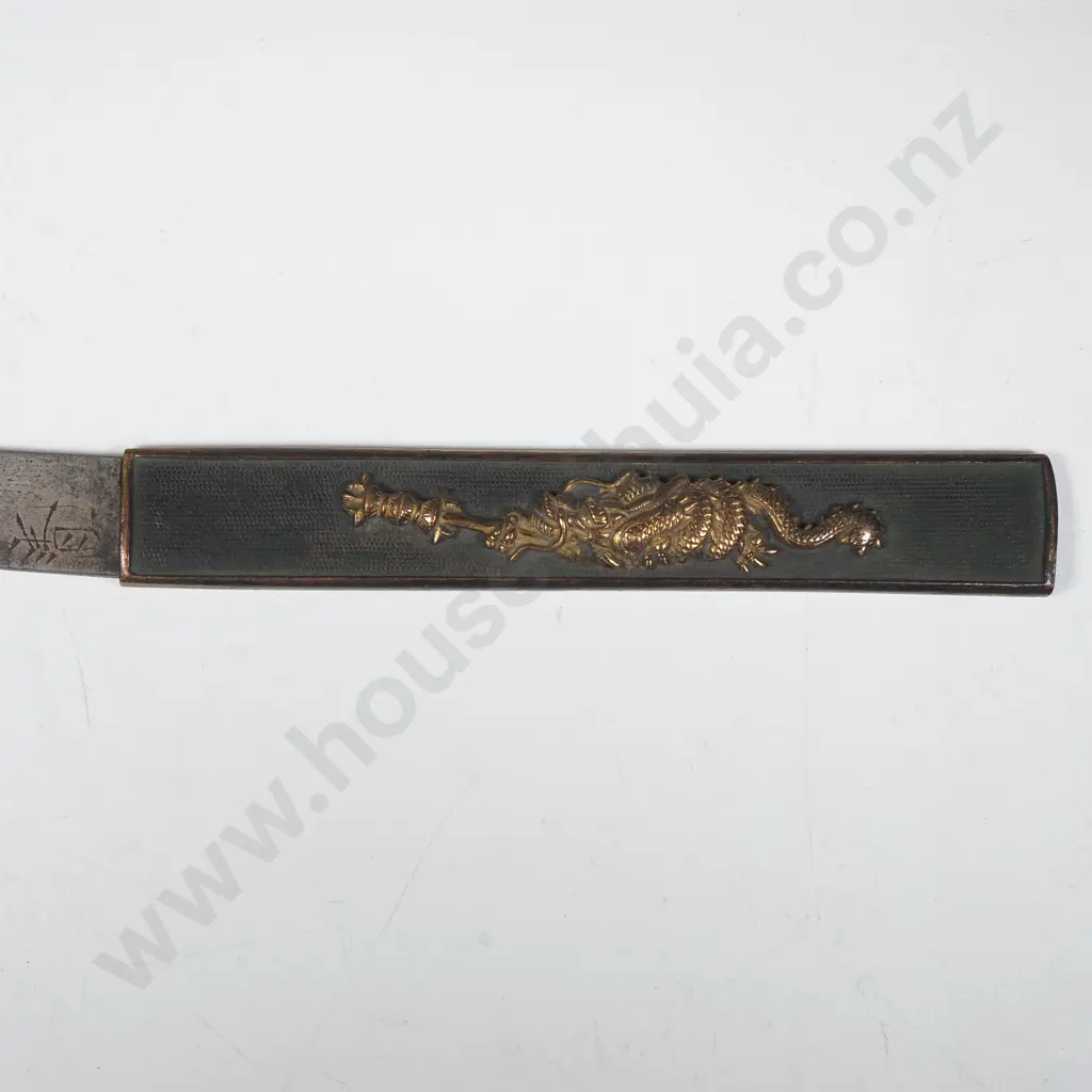 Antique Japanese Kogatana Copper & Gold Handles & Relief Carved Detail, Carried in the Slot on the Scabbard Image 1++