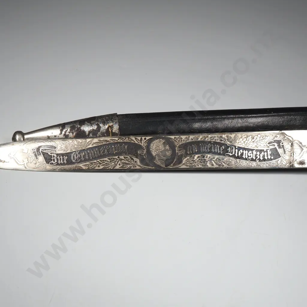 German WW1 K98 South West Africa Veterans Bayonet w Etched Blade & Scabbard Image 1++