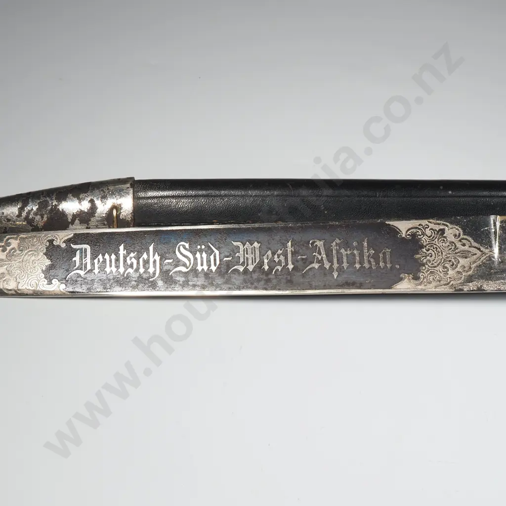 German WW1 K98 South West Africa Veterans Bayonet w Etched Blade & Scabbard Image 1++