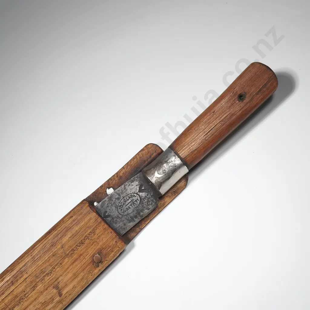 Jos Clark Waitati Bowie Style Knife in Wooden Scabbard w Wooden Grips Image 1++