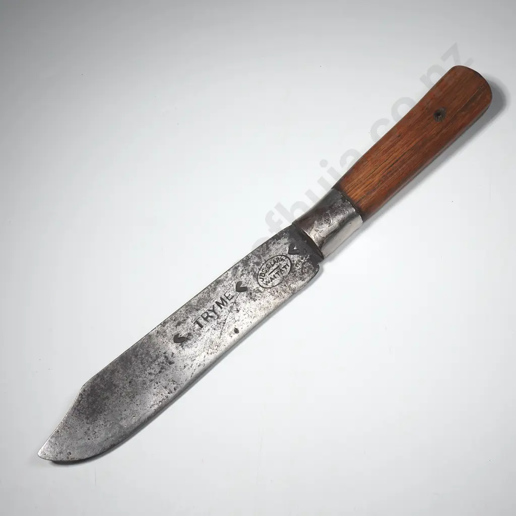 Jos Clark Waitati Bowie Style Knife in Wooden Scabbard w Wooden Grips Image 1++