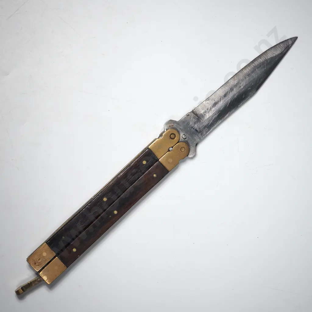 Wood Grip Brass & Steel Butterfly Knife  Image 1++