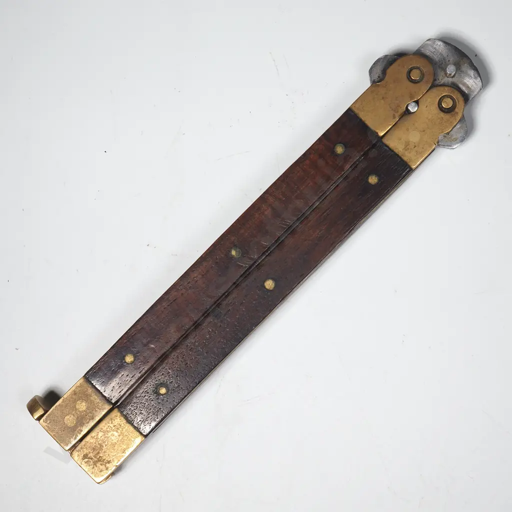 Wood Grip Brass & Steel Butterfly Knife  Image 1++