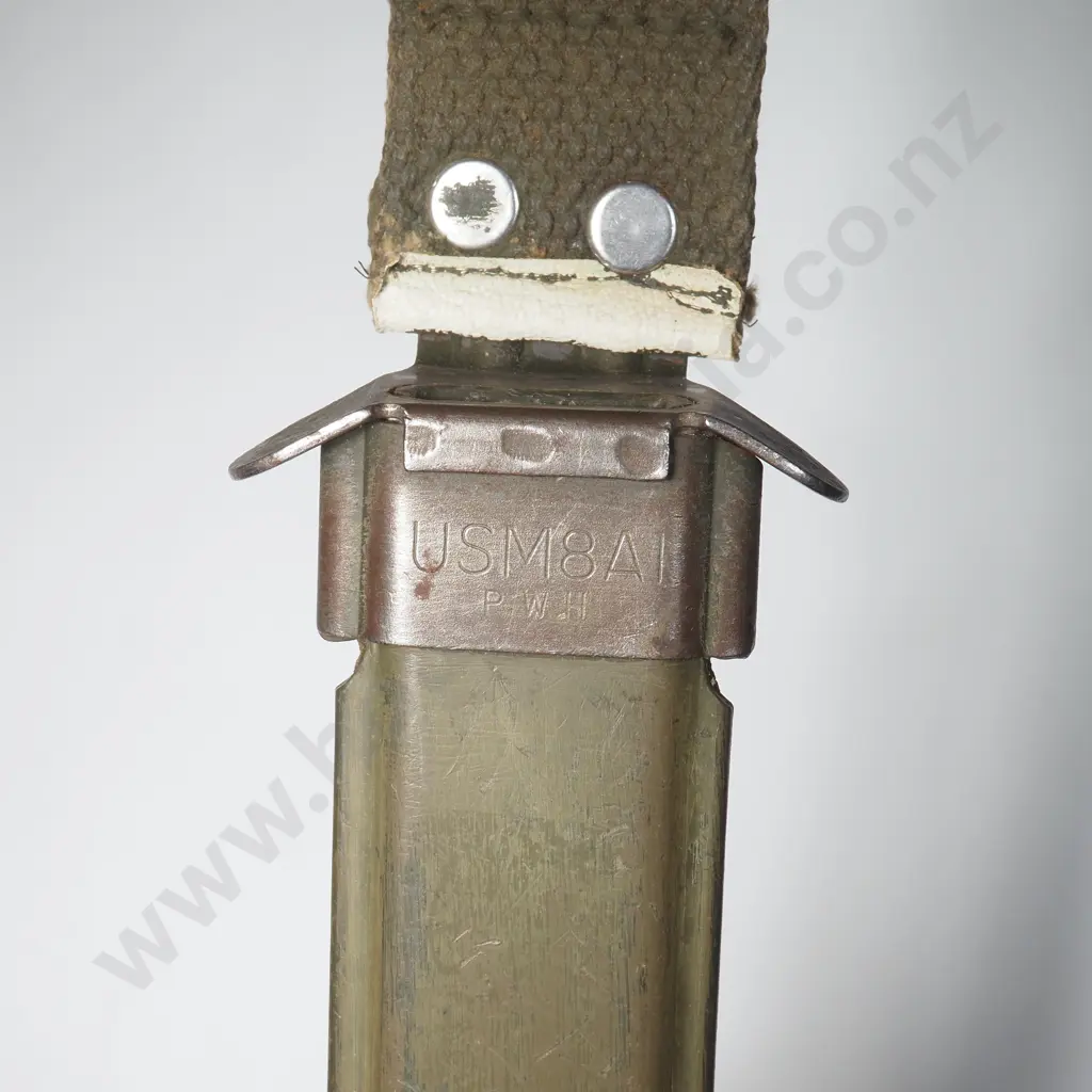 WW2 US Bayonet Scabbed Marked M8A1 Image 1++