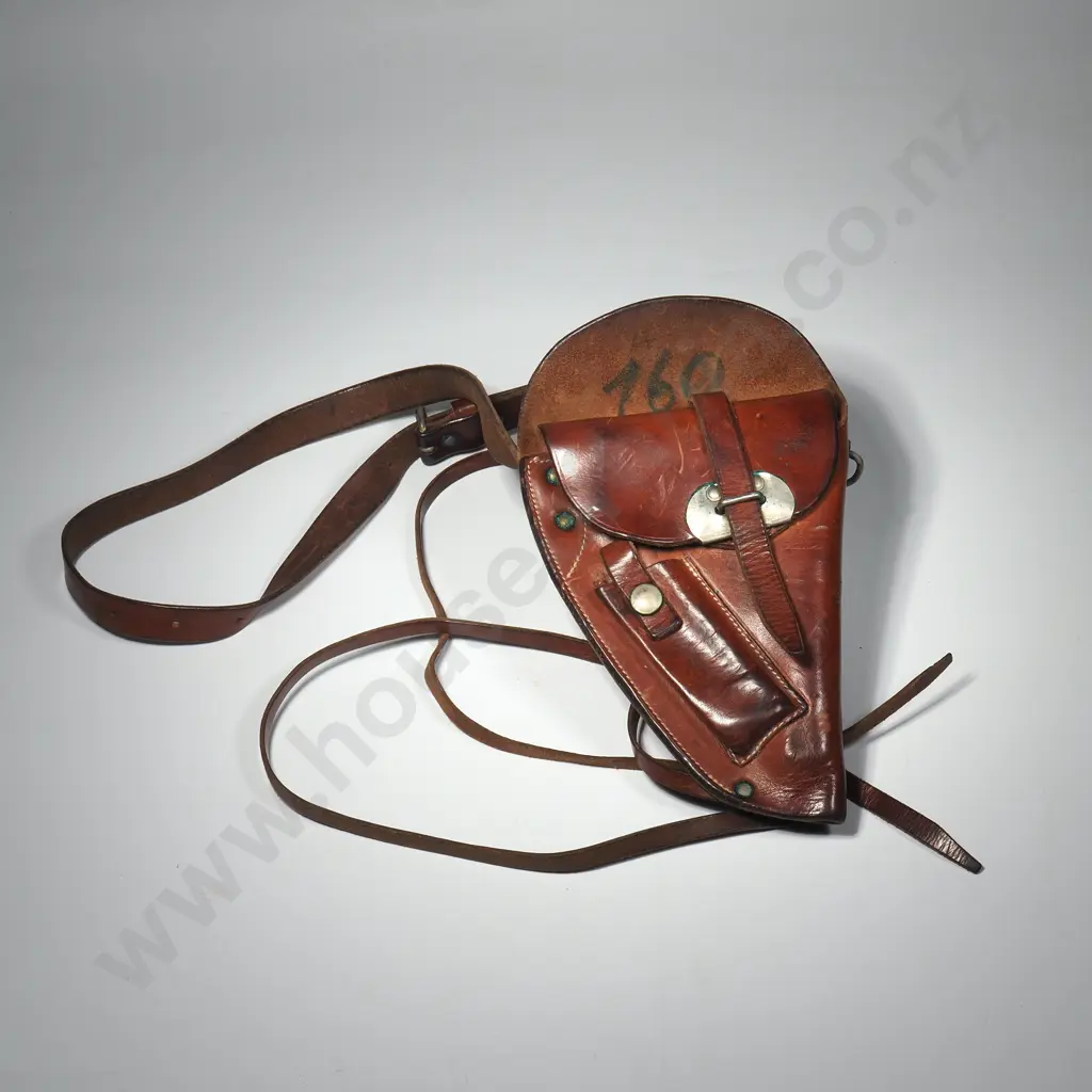 Vintage European Automatic Pistol Shoulder Holster w Mag Pouch Image 1++