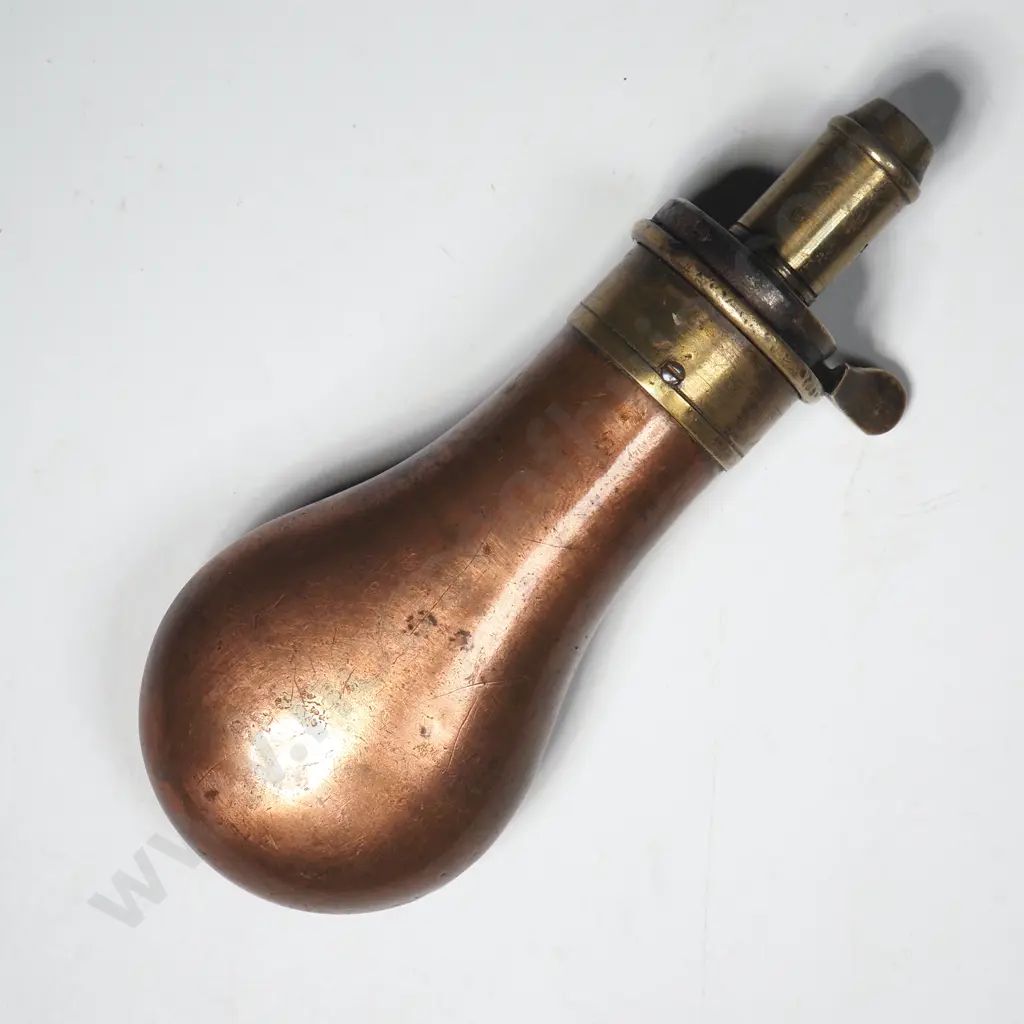 Antique Small G & J.W. Hawksley Copper Powder Flask Image 1++