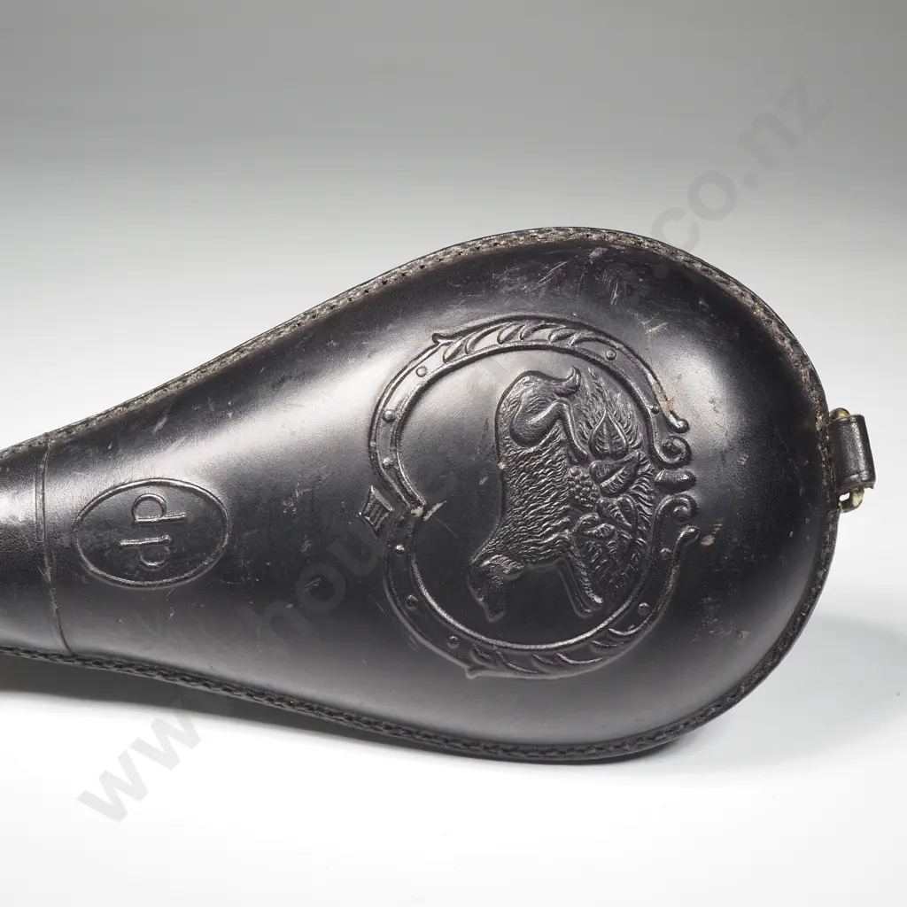 Molded Leather & Brass Shot Bag - Possible Reproduction. Image 1++