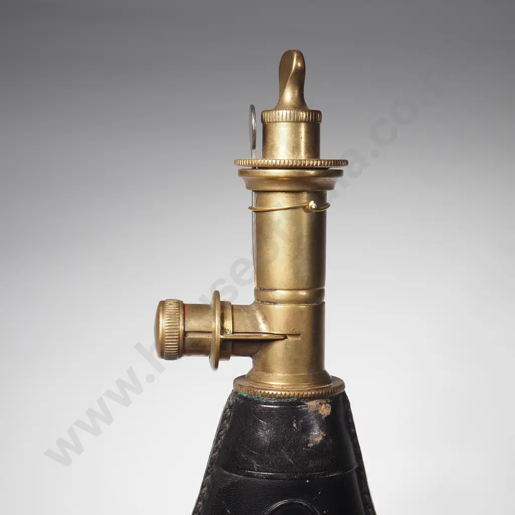 Molded Leather & Brass Shot Bag - Possible Reproduction. Image 1++