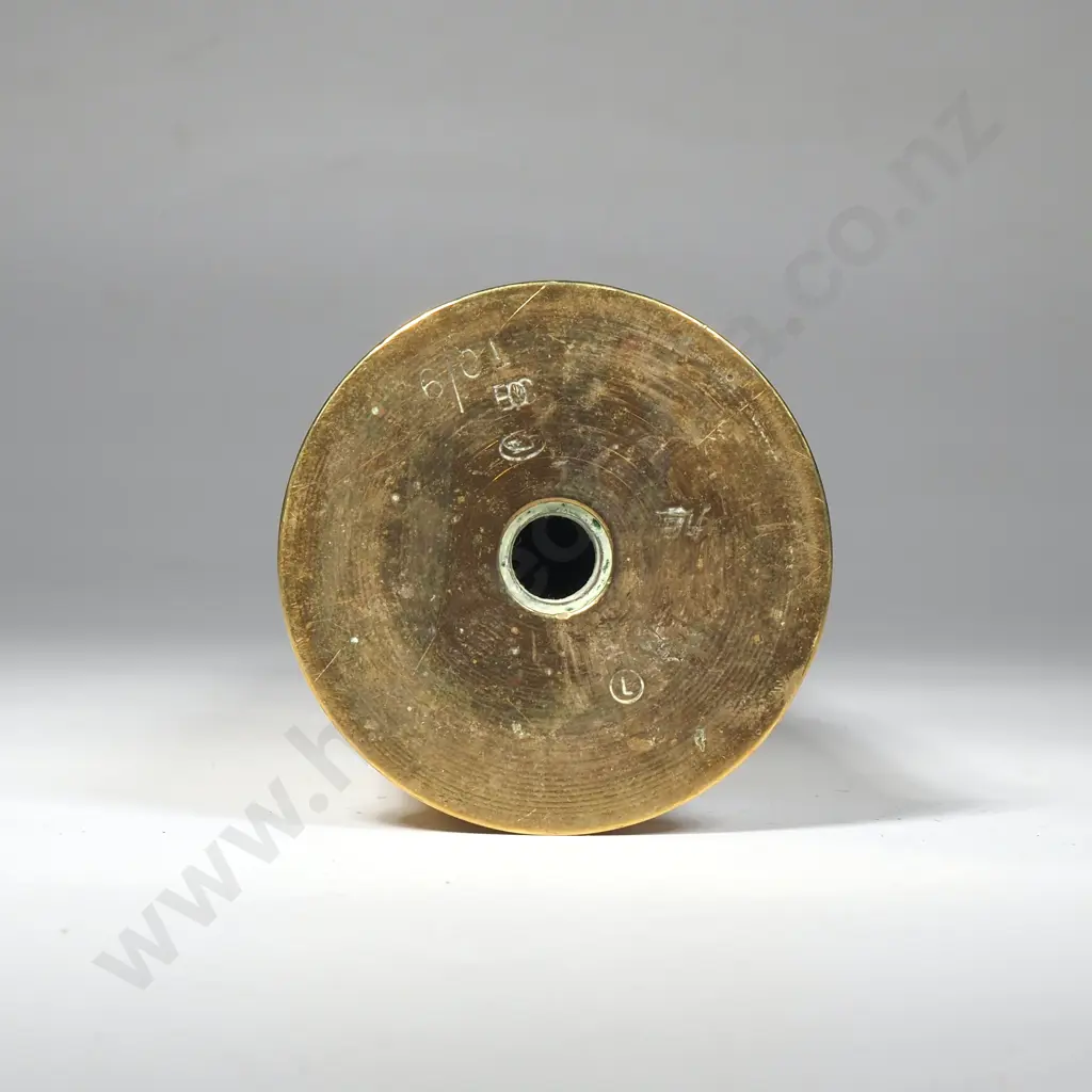 Inert 47mm Hotchkiss Brass Gun Cartridge  w Steel Projectile, Marked 07/01 (Possibly Boer War) Image 1++
