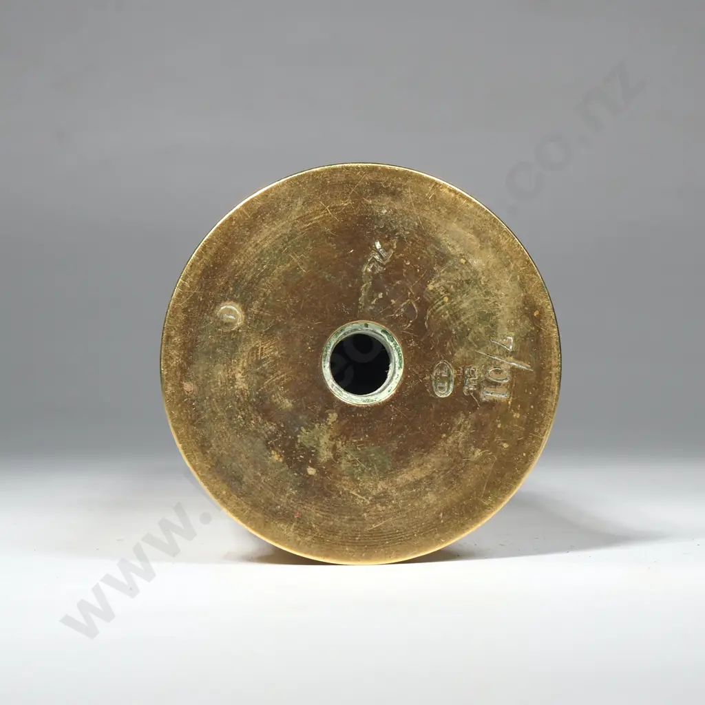 Inert 47mm Hotchkiss Brass Gun Cartridge  w Steel Projectile, Marked 06/01 (Possibly Boer War) Image 1++