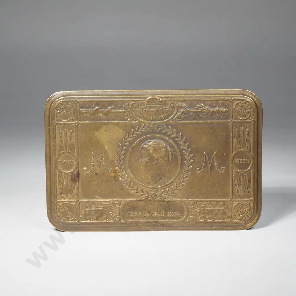 1914 Brass Christma Gift Tin Commissioned by Princess Mary for British Servicemen & Nurses in WW1 Image 1++