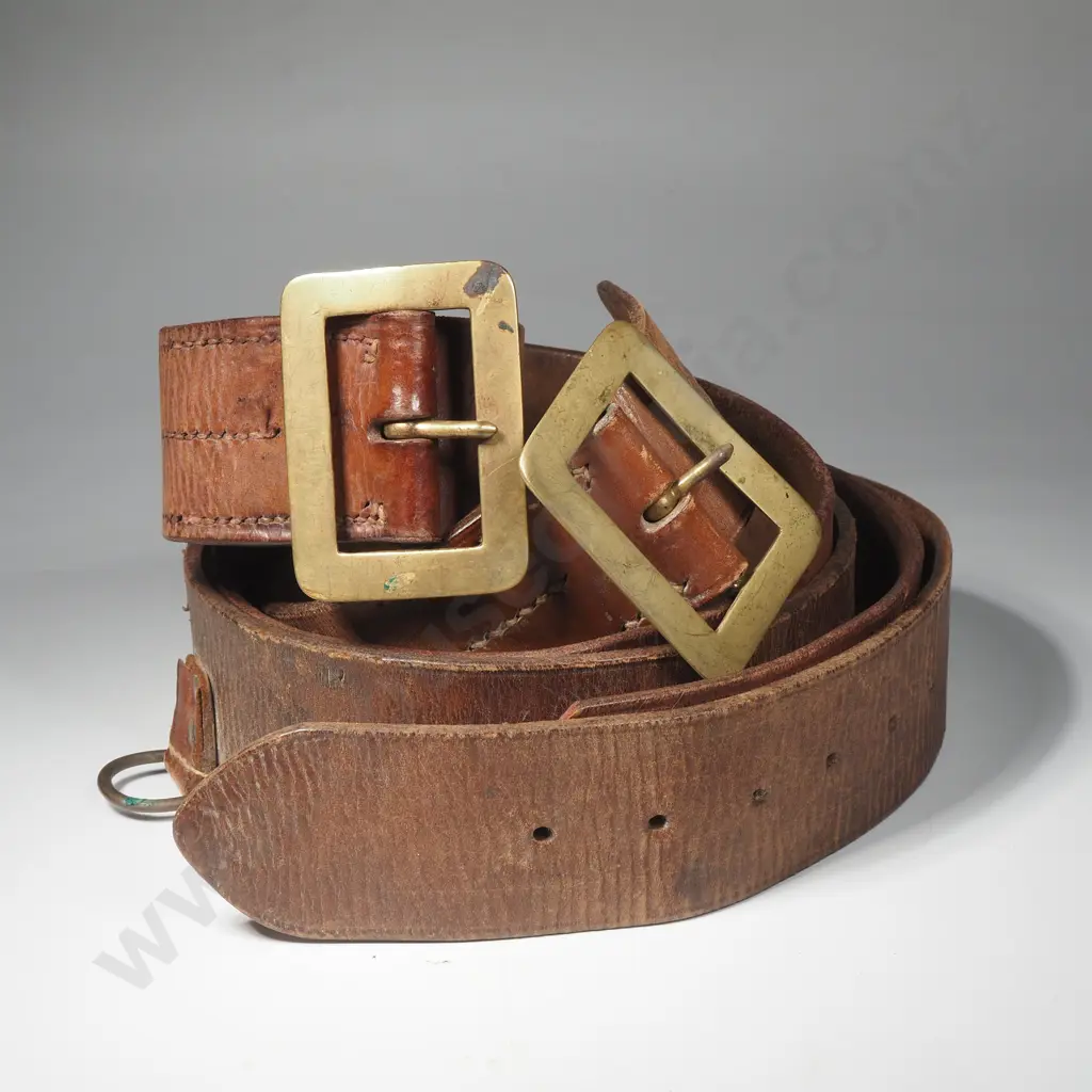 2 x WW1 NZ Army Leather Belts Image 1++