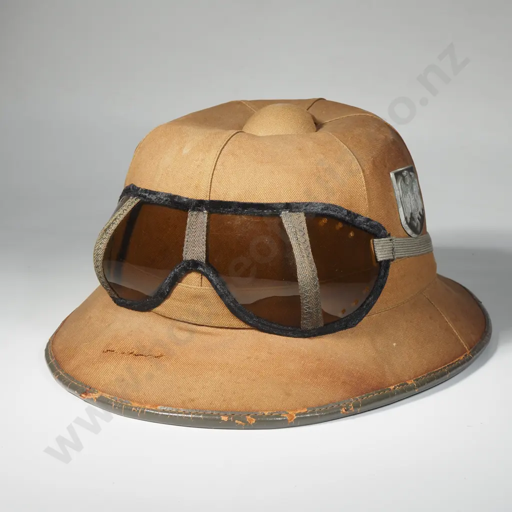 WW2 German 1st Pattern Army Pith Helmet as Issued - Complete w German Issue Desert Glasses Image 1++
