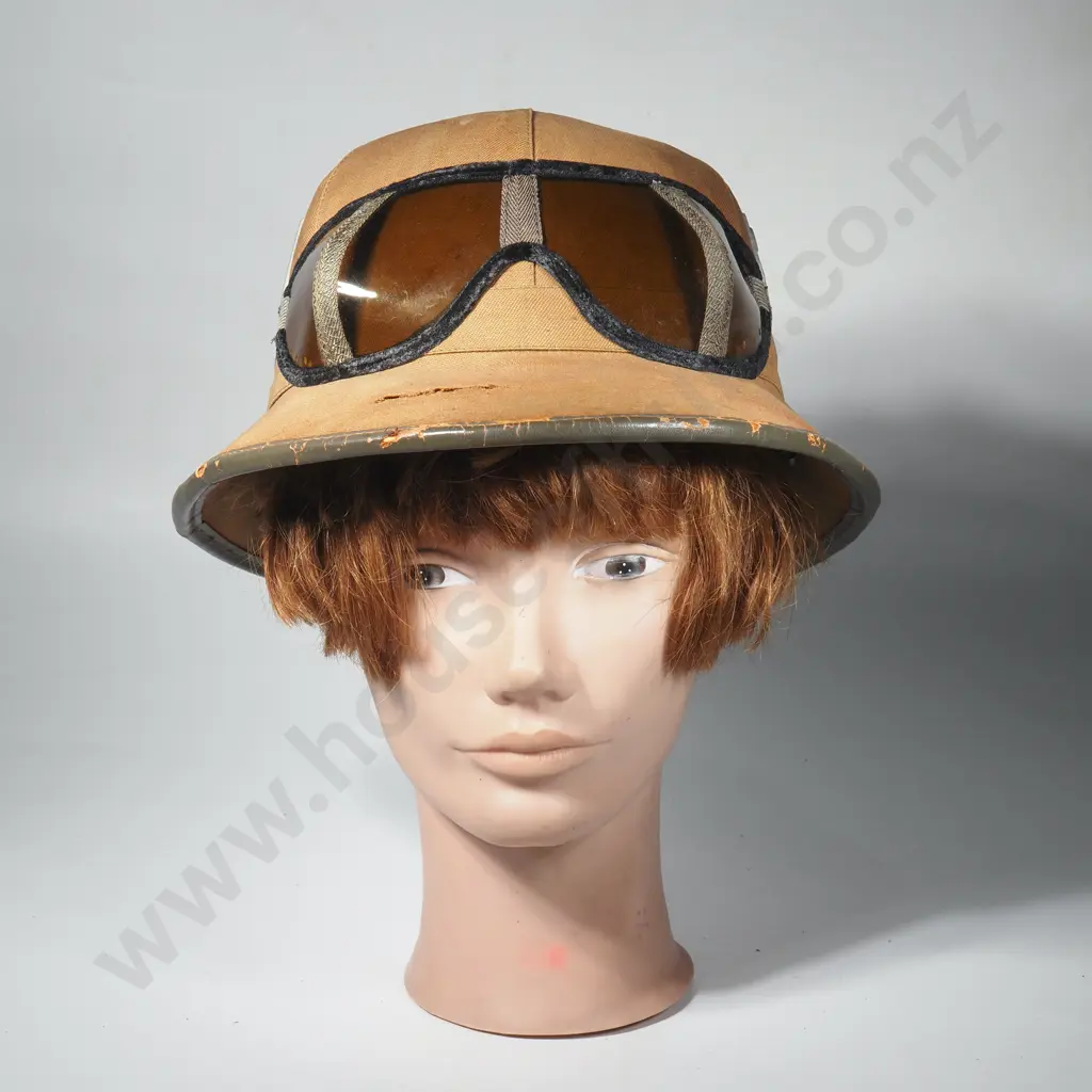 WW2 German 1st Pattern Army Pith Helmet as Issued - Complete w German Issue Desert Glasses Image 1++