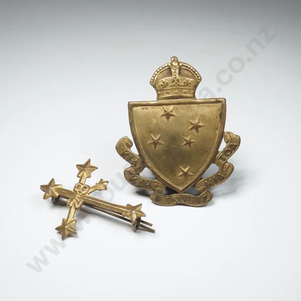 WW1 New Zealand 28th Reinforcements Cap & One Collar Badge  Image 1++