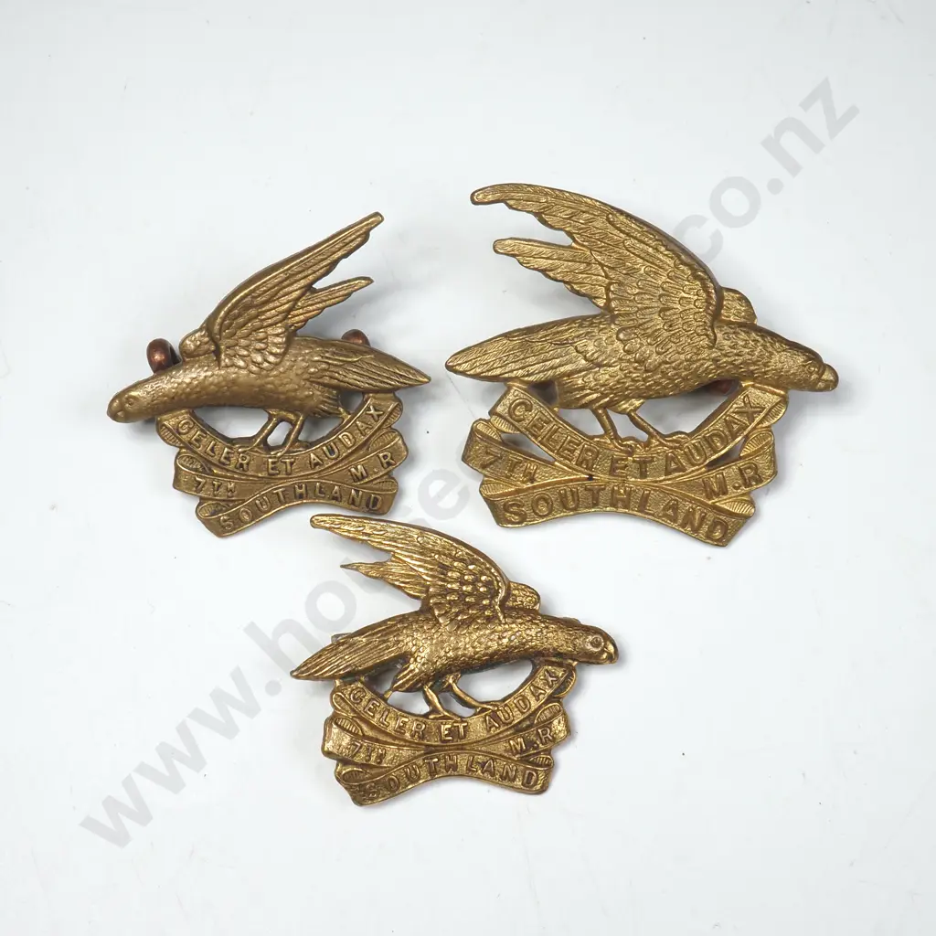 WW1 Southland Mounted Rifles Cap & Collar Badges Image 1++