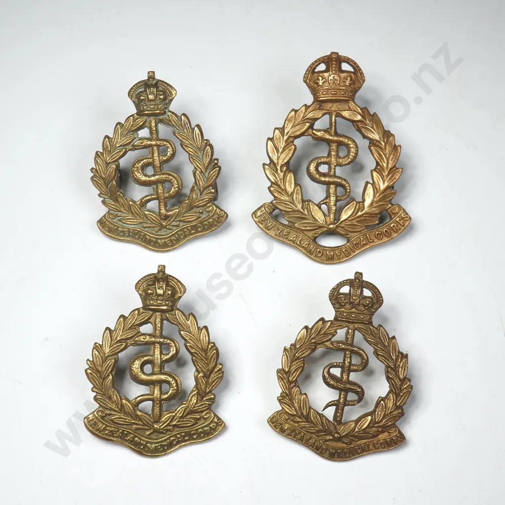 Four WW1 New Zealand Medical Corp Collar Badges Image 1++