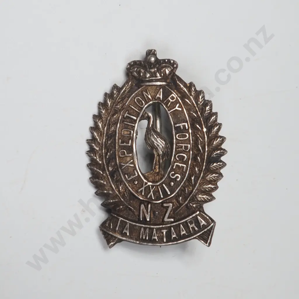 WW1 New Zealand Sterling Silver 22nd Reinforcements Sweetheart Badge Image 1++